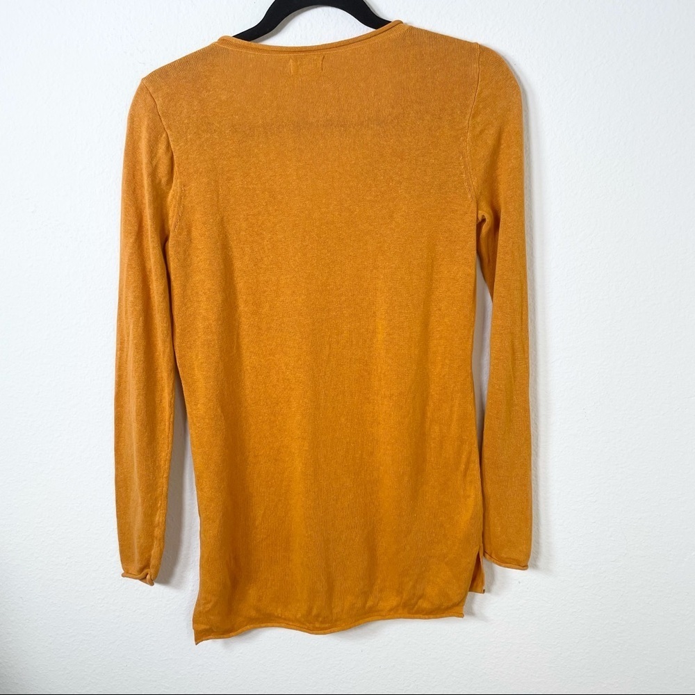 J. Crew Linen Blend V-Neck Mustard Yellow Sweater - Picture 9 of 10